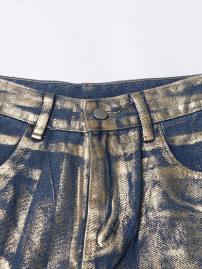 Taruxy Pu Jeans Woman New Winter High Waisted Jeans Street Loose Baggy Denim Pants Bottoms