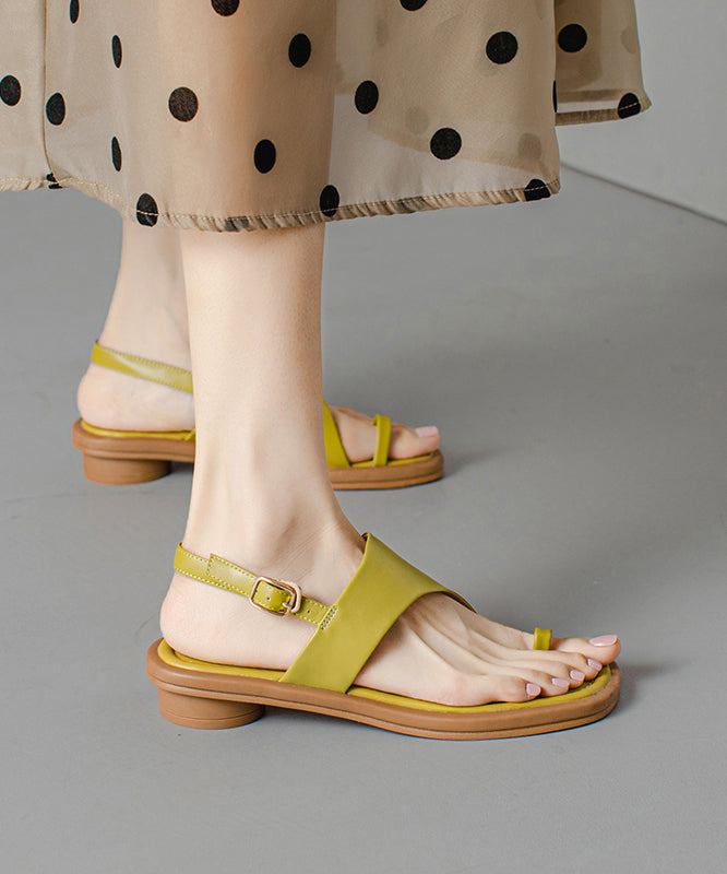 Boutique Splicing Sandals Green Genuine Leather Peep Toe Oi037