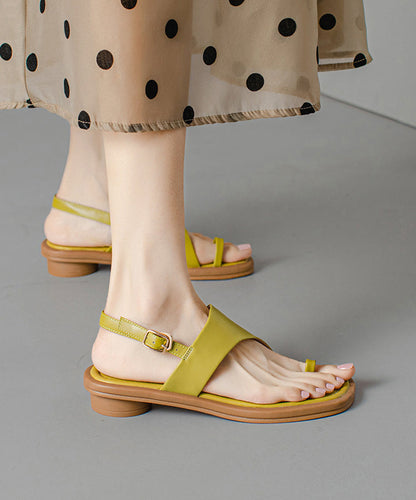 Boutique Splicing Sandals Green Genuine Leather Peep Toe Oi037