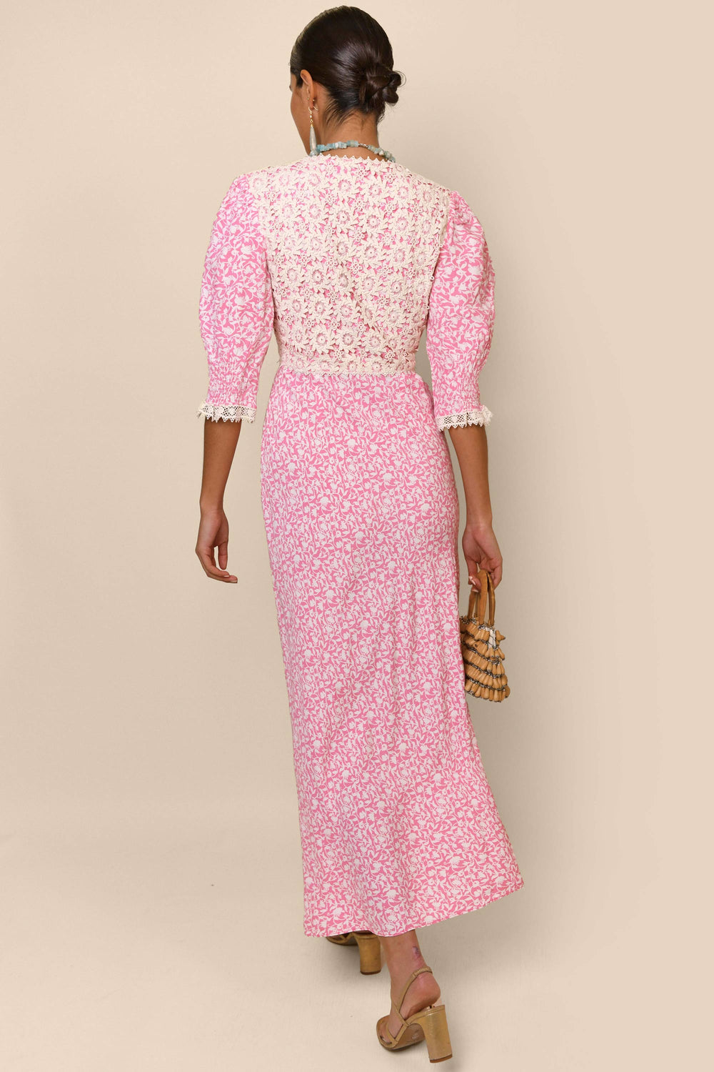 Lace V-neck Midi Dress