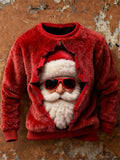 Comstylish Men's Funny Santa Claus Breakout Cozy Plush Sweatshirt