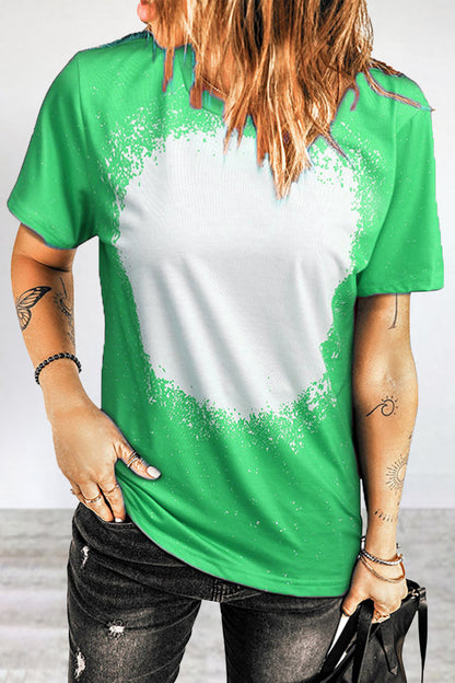 Print Patchwork O Neck T-shirts(6 Colors)