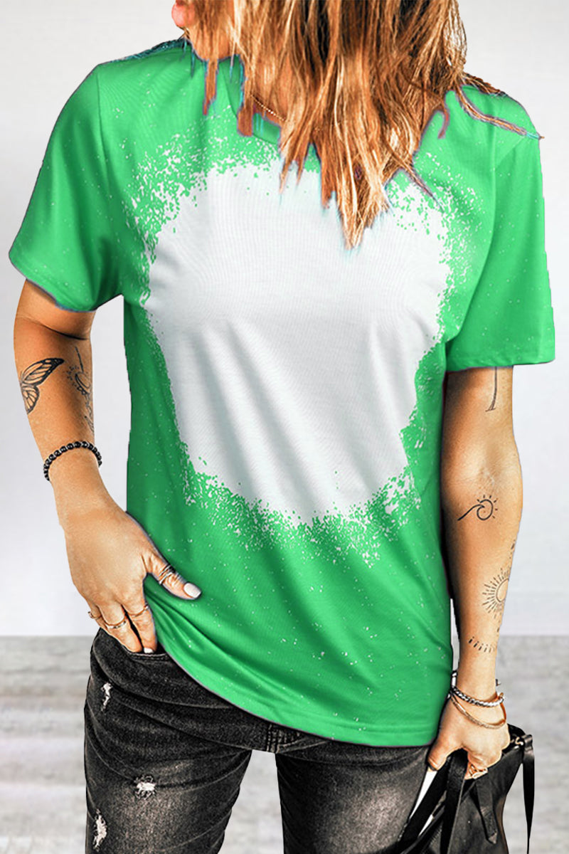 Print Patchwork O Neck T-shirts(6 Colors)