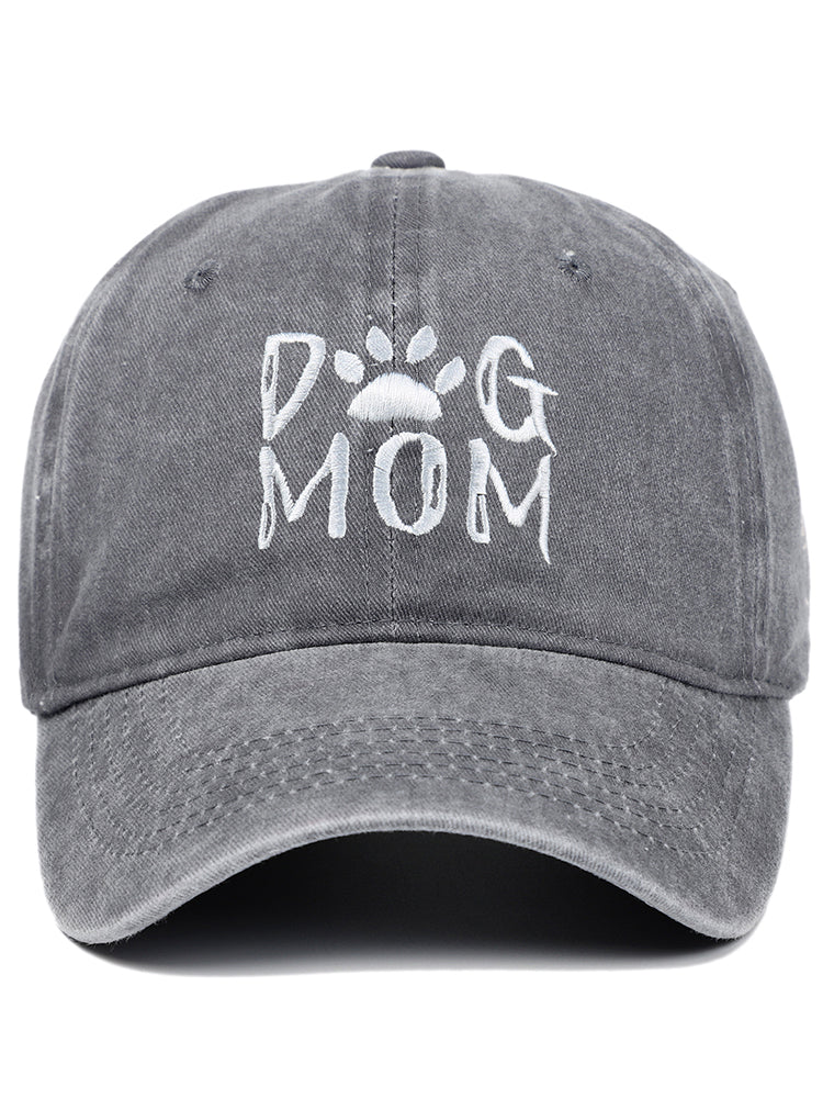 Comstylish Dog Mom Embroidered Washed Track Cap