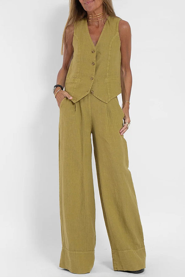 Linen Waistcoat Two Set Suits