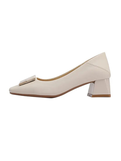 Square Buckle Chunky Square Mid Heel Shoes