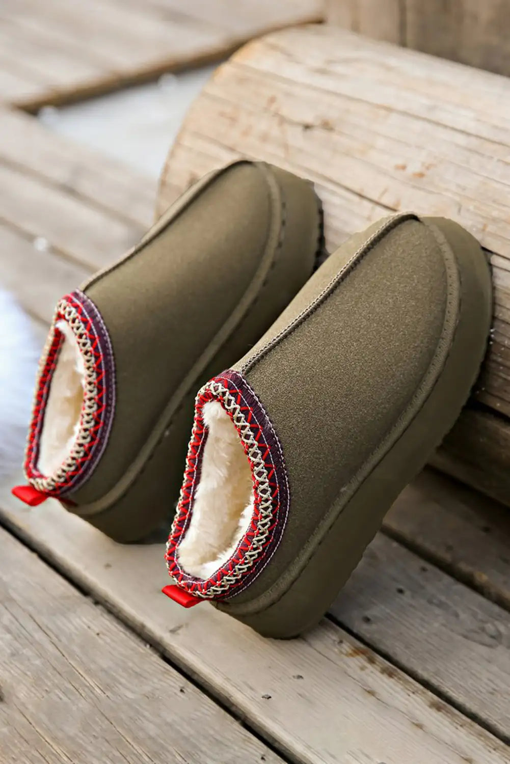 Sage Green Suede Snow Boots