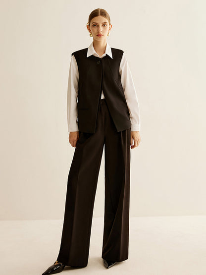 Piped Button Slit Vest