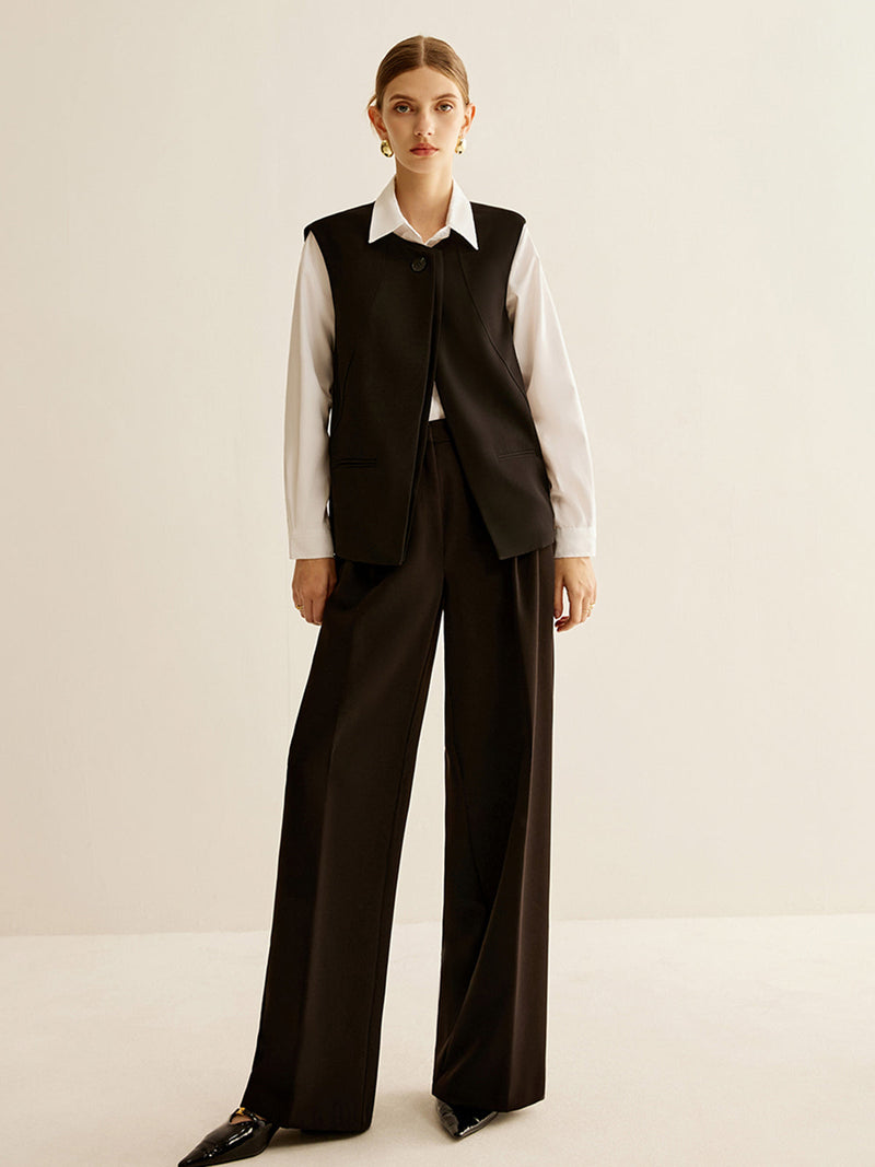 Piped Button Slit Vest