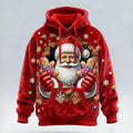 Comstylish Fun Santa Claus Gingerbread Men's Flannel Hoodie
