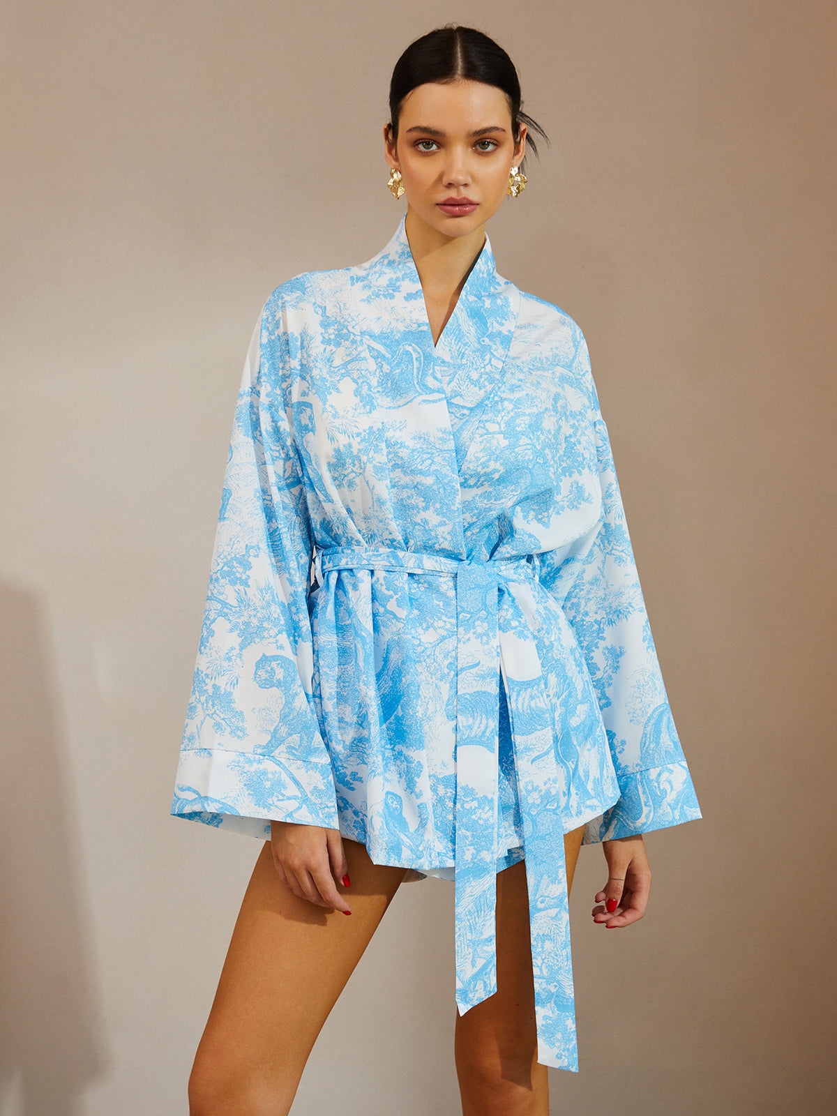 Printed Shorts Set With Belt