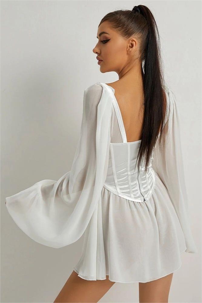Sweetheart Neck Long Sleeve Mini Dress