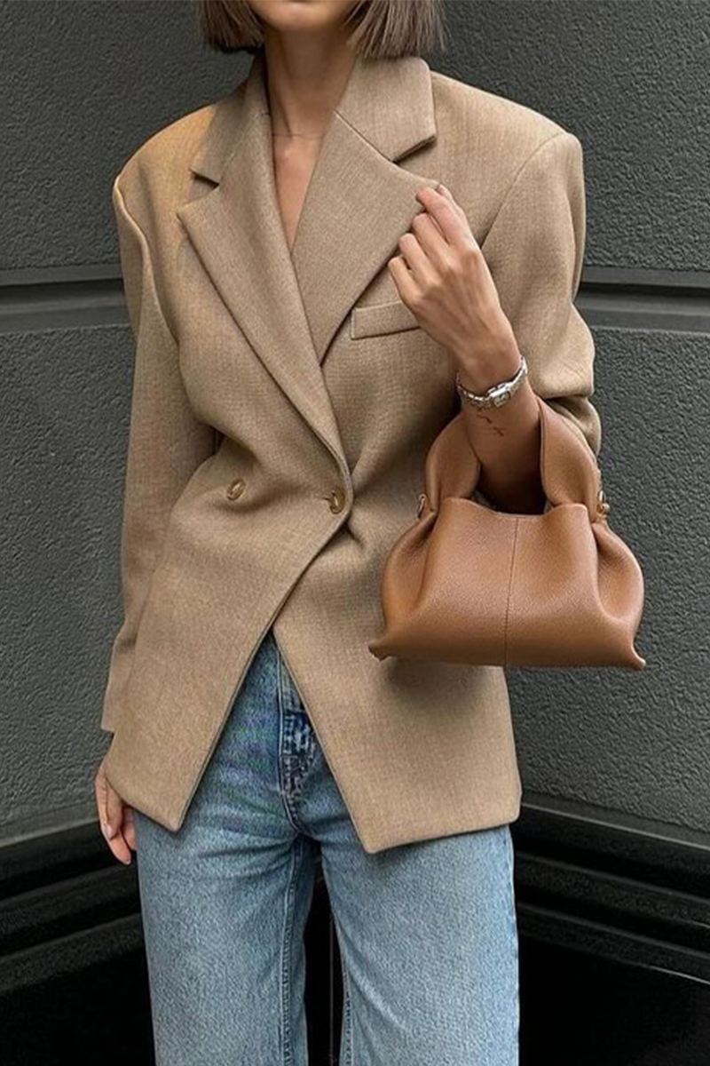 Daily Color Buttons Turn-back Collar Outerwear