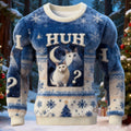 Comstylish Huh Cat Funny Dank Meme Moon Christmas Ugly Sweatshirt