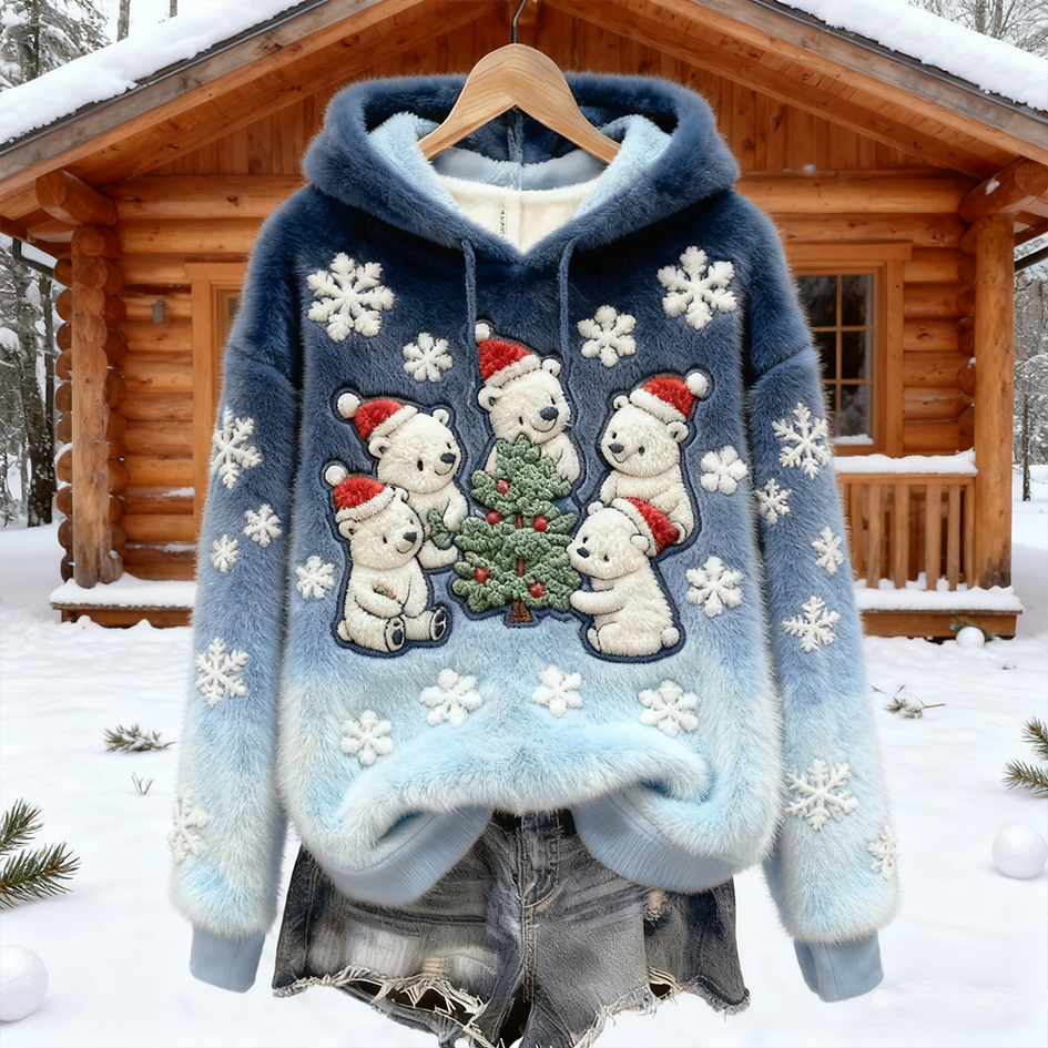 Comstylish Winter Cute Animal Pattern Design Women's Flannel Sweatshirt