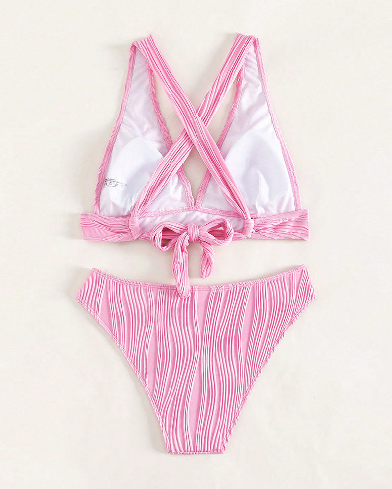 KS | Single-colored, sexy bikini with deep V-neckline