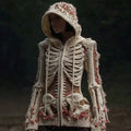 Women's Halloween Anatomy Art Colorblock Knit Zipper Cardigan Sweater artswardrobe
