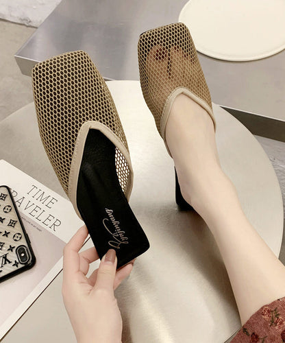 Black Hollow Out Breathable Mesh New Slide Sandals Oi008