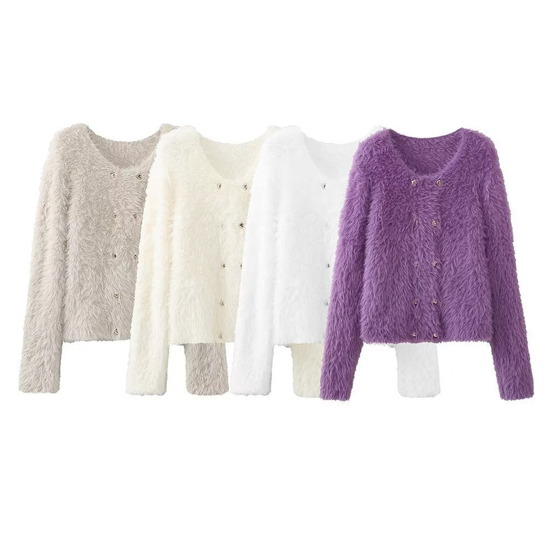Gentle Mink Fur Sweater Coat: ’s Winter Knit Cardigan