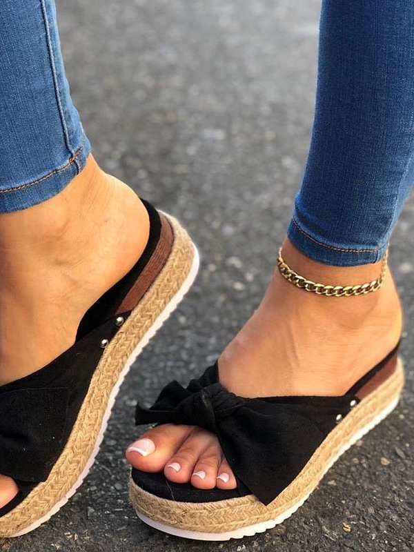 Summer Bowknot Comfy Slip on Sandals Ve14