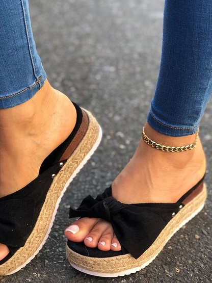 Summer Bowknot Comfy Slip on Sandals Ve14