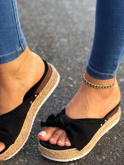 Summer Bowknot Comfy Slip on Sandals Ve14