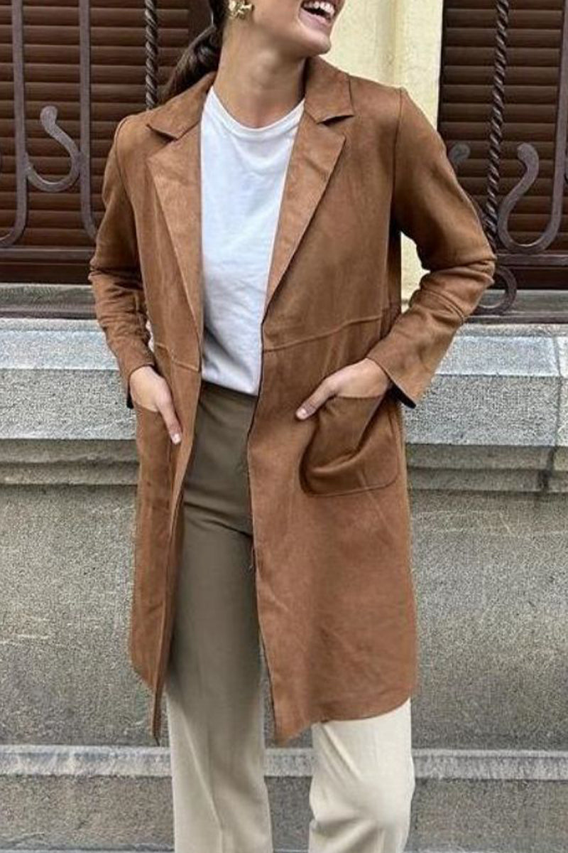 Street Simplicity Pocket Turn-back Collar Outerwear