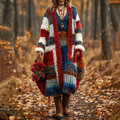 Women's  Patchwork Pattern Sweater Cardigan artswardrobe