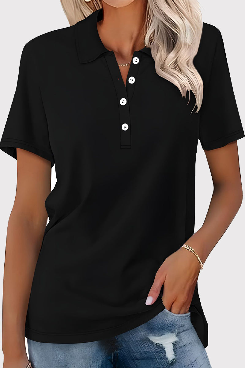 Simplicity Buckle Turndown Collar T-shirts