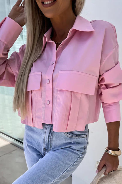 British Style Buttons Turndown Collar Tops