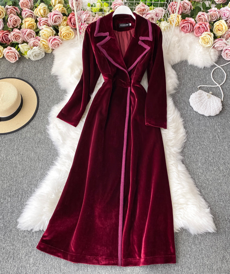 Velvet Long Coat Dress P300