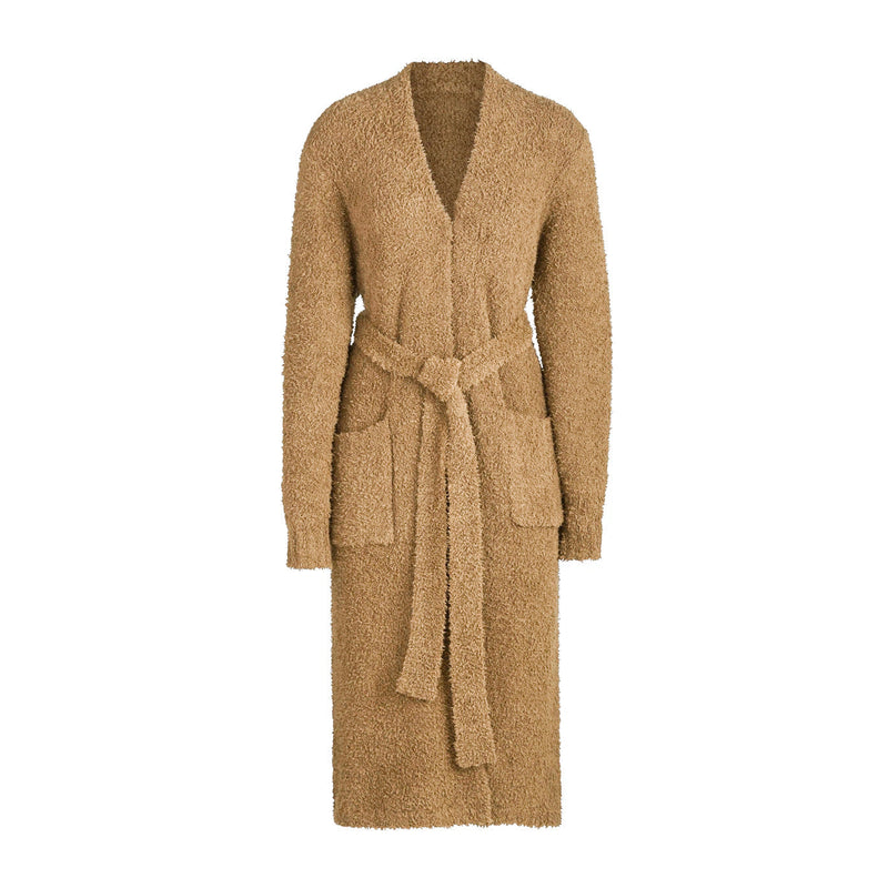 Fluffy Set Clothes Plush Lace-up Long Cardigan Belted Bathrobe Homewear Coat