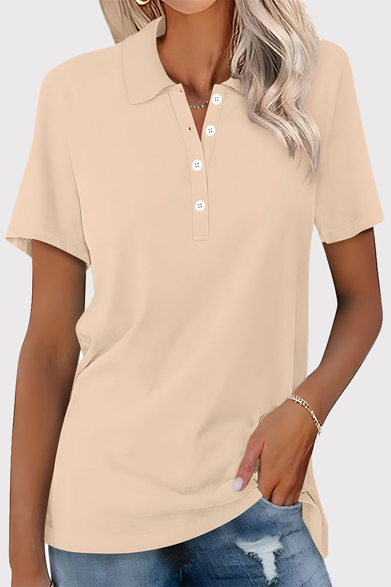 Simplicity Buckle Turndown Collar T-shirts