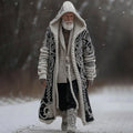 Men's Vintage Viking Celtic Knot Art Color Block Cozy Long Cardigan Sweater artswardrobe