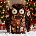 Comstylish Christmas Jolly Cookie Embroidered Men's Flannel Hoodie