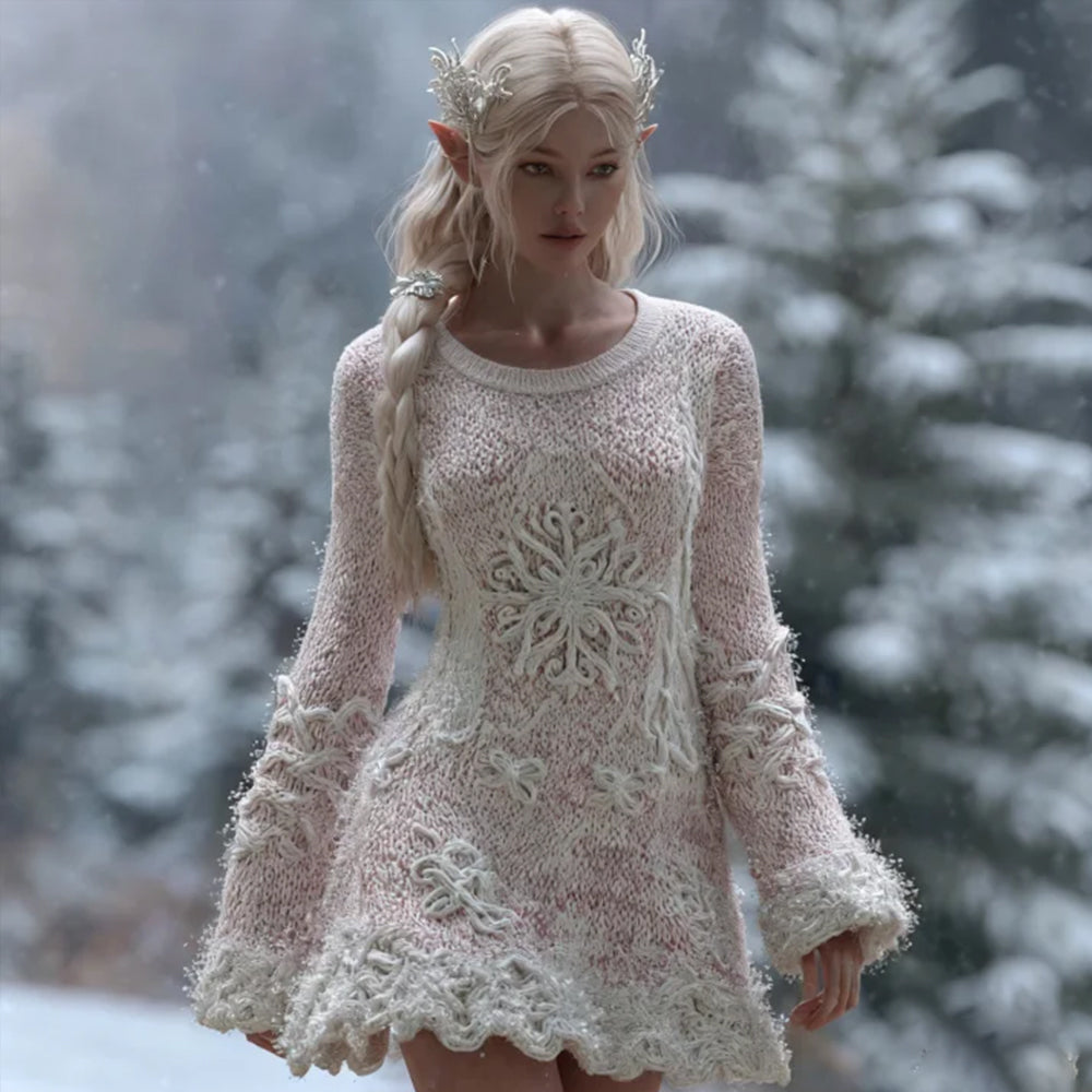 Women's Christmas Snowflake Pink Dress artswardrobe