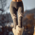 Comstylish Cute Dog Paws Embroidered Cozy Knit Leggings