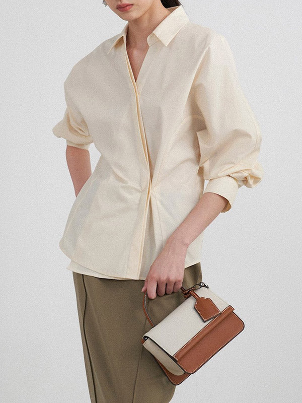 Loose Buttoned Color Long Sleeves Lapel Blouses&shirts Tops + Skirts Bottom + Notched Collar Blazer Outerwear Three Pieces Set