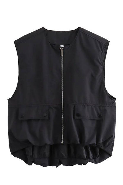 Fashionable Loose Sleeveless Pocket Vest