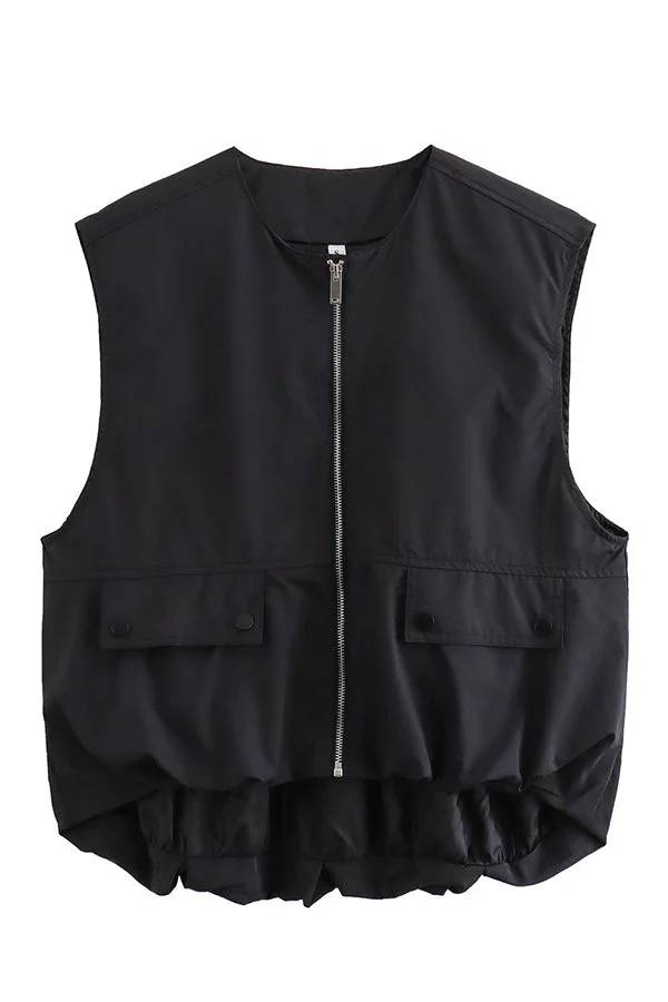 Fashionable Loose Sleeveless Pocket Vest
