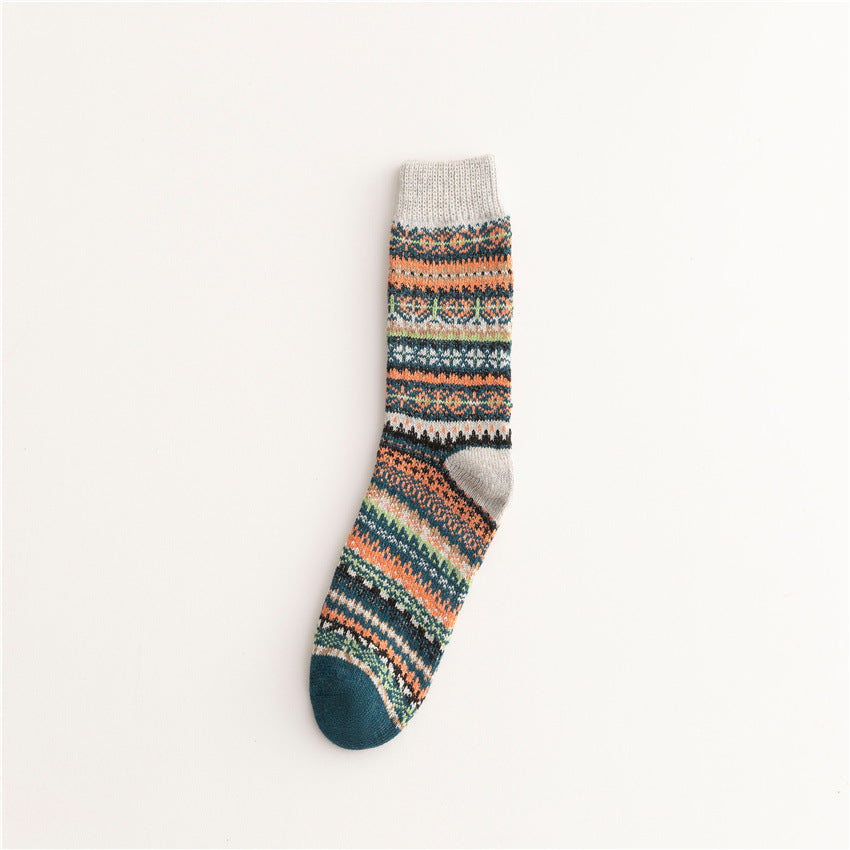 Soft Warm Retro Tribal Color Block Socks artswardrobe