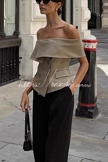 Full Sense of Design Off Shoulder Lapel Double Breasted Suit Vest