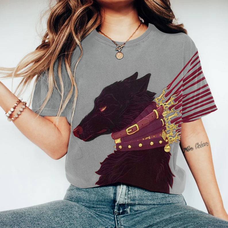 Comstylish Dog On Leash Art Graphic T-Shirt
