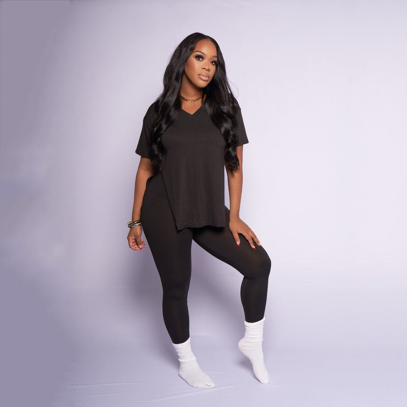Clothing Short Sleeve Suit Split T-shirt Summer Two-piece Color Pencil Pants