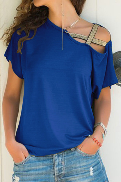 Split Joint Oblique Collar T-shirts(7 Colors)