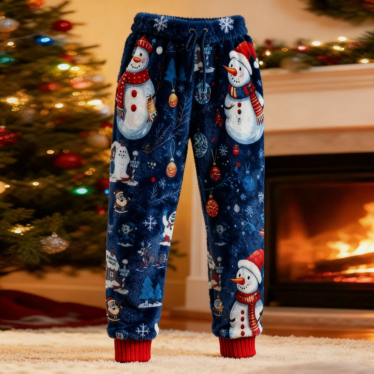 Comstylish Snowman Christmas Fun Pattern Women's Knitted Leggings