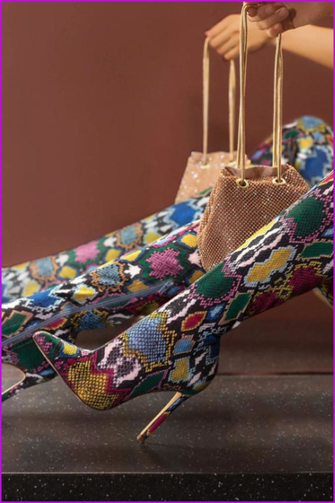 Multicolor Pointed Toe Over the Knee Boots