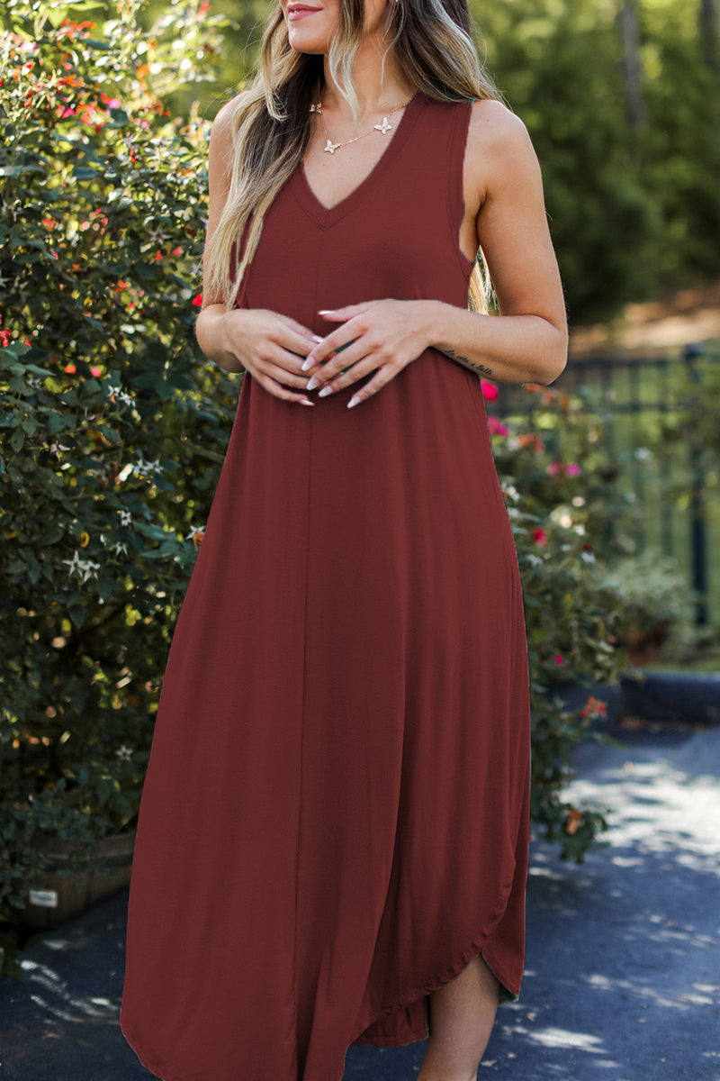 Daily Color V Neck Vest Dress Dresses