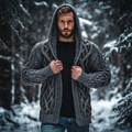 Men's Vintage Celtic Knot Jacquard Chunky Knit Cozy Zip Up Cardigan Sweater elevenforest