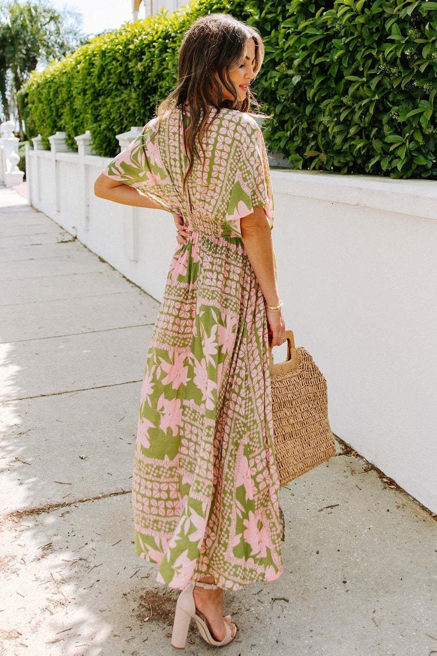 Eunice Printed V-neck Maxi Dress